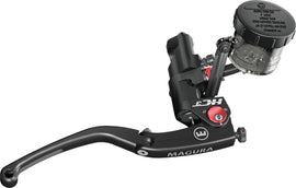 Magura HC3 radial motorcycle brake master cylinder with black finish and RH DOT reservoir, 17-9520BK, showing close-up of the brake component