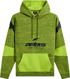 Alpine Star Perpetuate Hoodie Lime color, front view showing hoodie with logo, casual athletic style, soft fabric appearance.