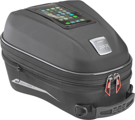 GIVI Tanklock Tank Bag Sport-T 15L luggage mounted on motorcycle tank with secure strap and textured black finish