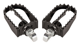 Black Burly Brand MX Style Footpegs for motorcycle foot controls, featuring durable metal construction and textured grip surface.