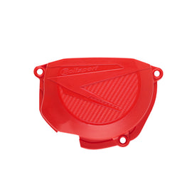 Polisport Plastics Beta red clutch cover protector for motorcycle body, model 64-847482, shown in close-up image.