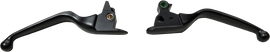 HardDrive black softail lever set for 2015-2017 Harley Softail motorcycles, featuring smooth lever design and durable construction.