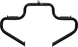 Lindby Engine Guard HD Multibar Bar for FLH Touring 97-Up in black, shown on motorcycle body with multiple protective bars