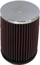 Load image into Gallery viewer, K&amp;N air filter model 736098 showing a high-performance cone-shaped automotive air filter with pleated cotton media.
