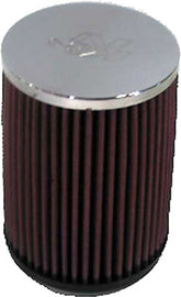 K&N air filter model 736098 showing a high-performance cone-shaped automotive air filter with pleated cotton media.