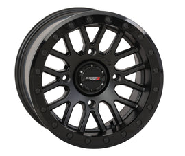 Matte black System 3 SB9 15x9 wheel with 5+4 offset for Can-Am Maverick, featuring 4/137 bolt pattern and +10mm offset.