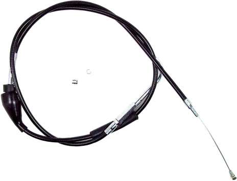 Motion Pro black vinyl idle cable for motorcycle control lines, shown with flexible black coating and metal fittings.