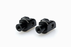 PUIG Footpeg Adapter 561-07208BK for motorcycle foot controls, black metal with mounting hardware visible