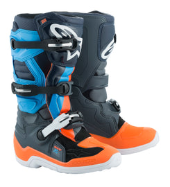 Alpine Star Tech 7s Magneto Le motorcycle boots in anthracite and orange, size 8, with sturdy design and protective features.