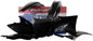 Polisport Plastics black plastic body kit for motorcycles, shown with various panels and components on a white background.