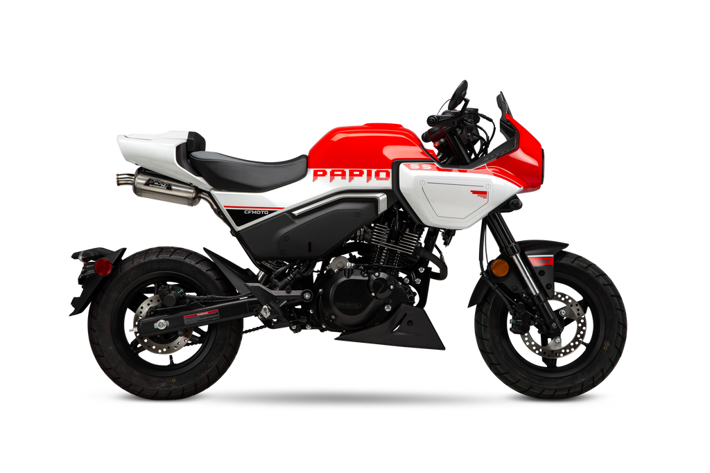 Yoshimura Street RS-9 exhaust for motorcycle, featuring stainless steel and aluminum components, with polished finish and branding details.