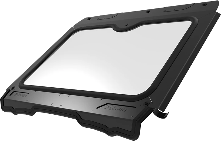 Kolpin glass windshield for off-road vehicles, clear windscreen with mounting brackets, durable protective wind deflector