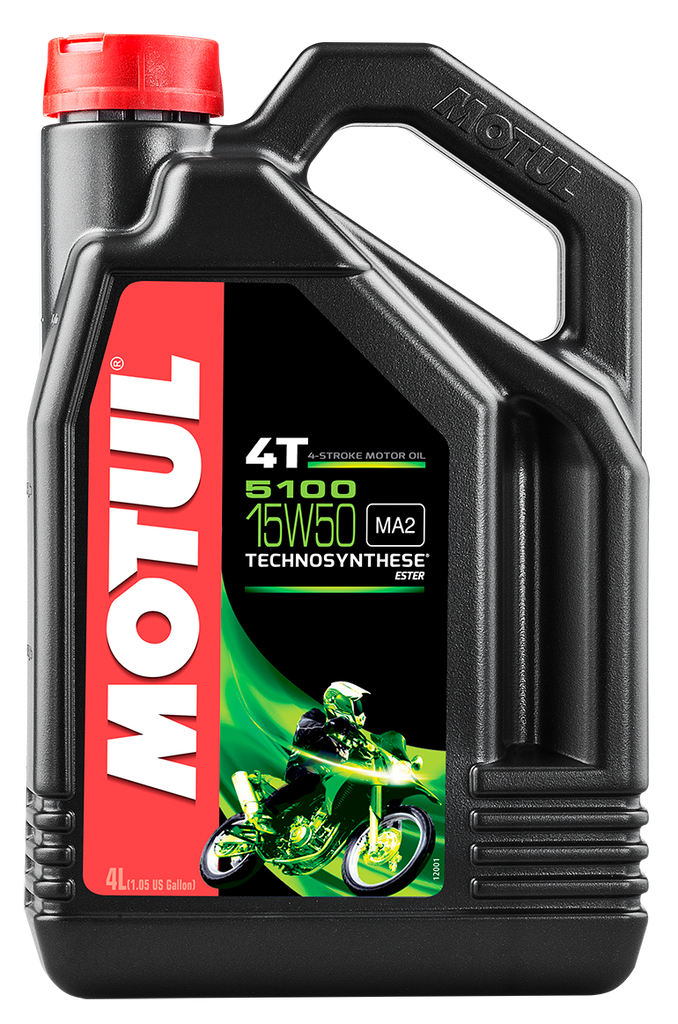 Motul 5100 Ester/Syn 15w50 engine oil 4L container, chemical lubricant for automotive engines, brand Motul