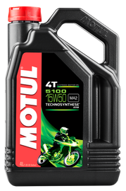 Motul 5100 Ester/Syn 15w50 engine oil 4L container, chemical lubricant for automotive engines, brand Motul