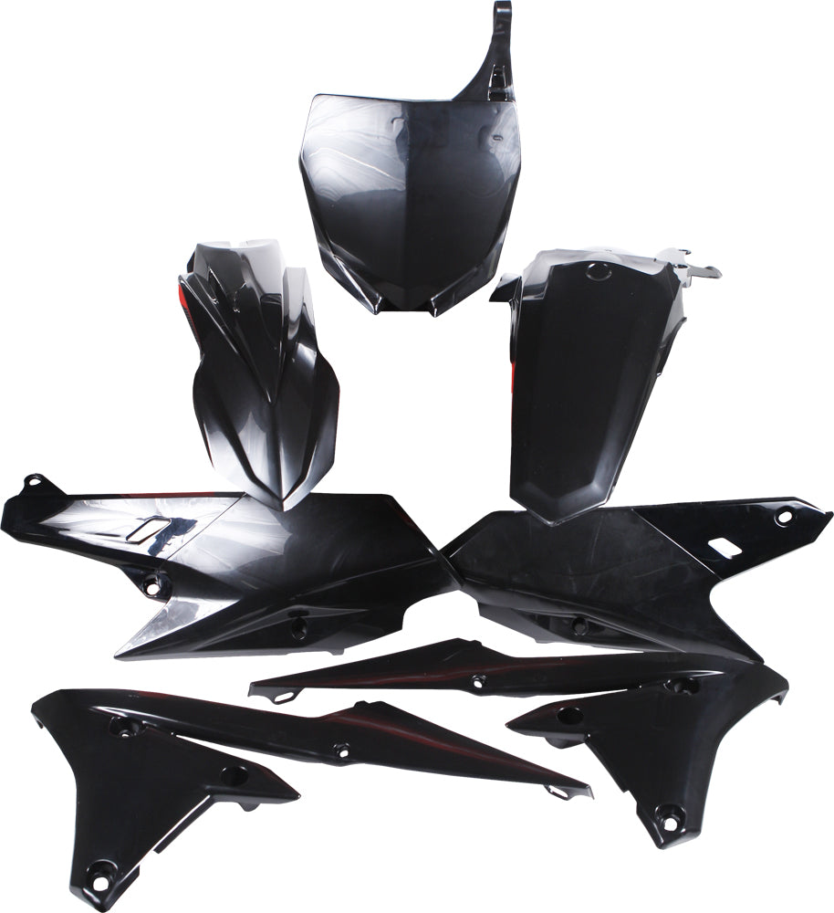 Polisport Plastics black plastic body kit for off-road motorcycles, includes front and side panels with product code 64-90583.