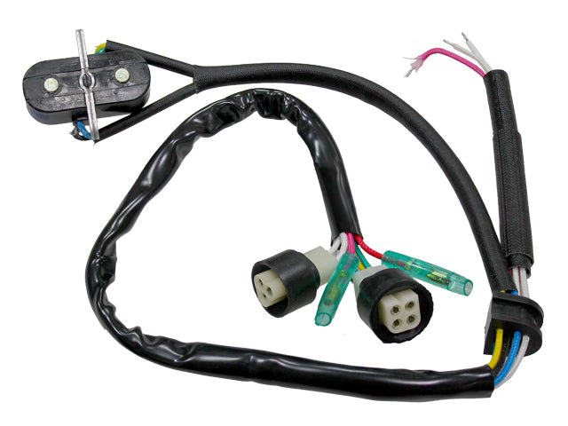 Bronco ATV pickup coil electrical component with wiring, designed for Bronco ATV models, captured in close-up image.