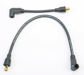 Moroso ignition wires suppression core set for 1980-1984 Ford Mustang and 1984-1999 Ford vehicles, with black ignition wires and connectors.
