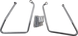 Chrome HardDrive saddlebag supports for late model Sportster, designed for secure luggage mounting on motorcycle.