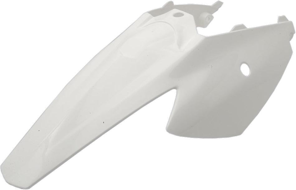 Acerbis white rear fender for motorcycle, showcasing the sleek plastic design and brand logo on the surface.