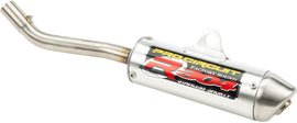 Pro Circuit R-304 Silencer exhaust with sleek metal finish and mounting flange, designed for off-road motorcycle performance.