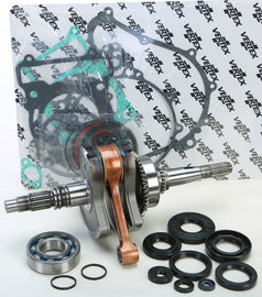 Hot Rods Bottom End Kit for engine, showing pistons, crankshaft, and connecting rods assembled in a precise engine setup