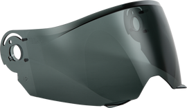Fly Racing Odyssey Shield in dark smoke color, shown as a sleek motorcycle helmet visor with tinted lens for sun protection.