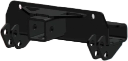 KFI Products plow mount with hitch for snow plowing, showing sturdy metal construction and mounting hardware.