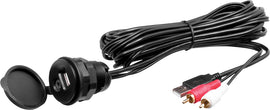 Boss Audio 10-foot USB and 3.5mm aux cable for audio and communication devices, shown connected to electronic equipment.