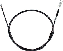Load image into Gallery viewer, Black vinyl front brake cable for street motorcycles, Motion Pro 70-3057, with detailed metal fittings and protective housing.
