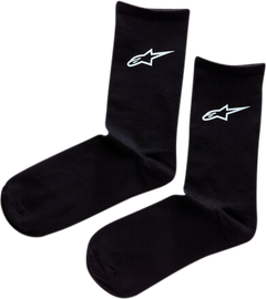 Black Alpine Star crew socks with logo, large size, comfortable knit, suitable for casual wear and athletic activities.
