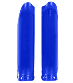 Acerbis blue lower fork cover set for Yamaha motorcycle, body protective covers with branding and vibrant blue color.