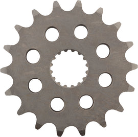 Supersprox steel front motorcycle sprocket with 18-tooth count for Suzuki 530 series, showing metallic finish and sprocket teeth.