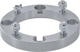 Open Trail 1-inch wheel spacer for 4/137 stud pattern, featuring 12mm x 1.25mm bolt holes, shown on a vehicle wheel assembly.
