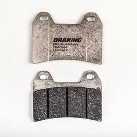 High-performance sintered brake pad set by Braking, showing the detailed black brake pads with metal backing plates.