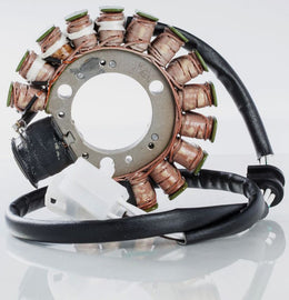 Ricks Motorsport Electric Stator 27-21932 for motorcycle electrical systems, with visible copper wiring and mounting points.