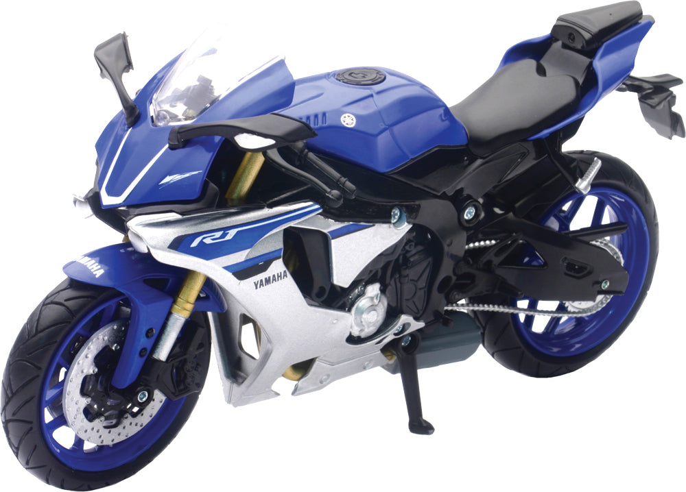 Blue Yamaha YZF-R1 Super Sport Bike replica by New Ray Toys, 1:12 scale, detailed motorcycle model with vibrant blue finish.