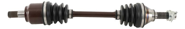 All Balls 6 Ball heavy duty front axle for street bikes, showing the black axle with six ball bearings and mounting points.