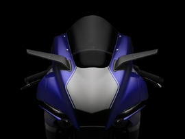 Pair of RIZOMA Stealth Sport Mirrors in black, designed for Yamaha Y58-BSS021B motorcycle, showing sleek, aerodynamic mirror components.