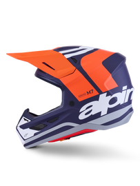 Alpine Star Sm7 Core Helmet in orange and blue matte finish with ventilation vents and adjustable straps.