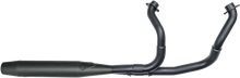 Load image into Gallery viewer, Sawicki Speed Shop Indian Mid Length Cannon Exhaust in black, showcasing the sleek design and polished finish.
