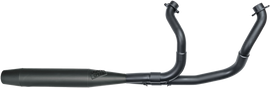 Sawicki Speed Shop Indian Mid Length Cannon Exhaust in black, showcasing the sleek design and polished finish.
