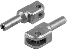 Load image into Gallery viewer, Flo Motorsports foot control clevis for FTR 1200 motorcycle, part number 122-8226, shown in black metal with mounting details