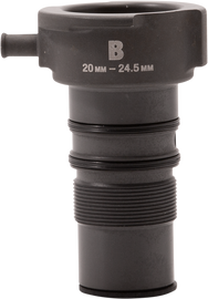 Motion Pro Cooling System Adapters, 20mm to 24.5mm, for motorcycle cooling system tools, black metal with precision fittings