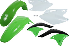 Load image into Gallery viewer, Acerbis green plastic kit with multiple motorcycle parts laid out on a surface, featuring various panels and components.
