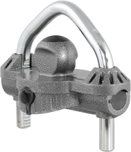 Load image into Gallery viewer, CURT universal trailer coupler lock in hammer tone epoxy finish, designed for secure towing and trailer theft prevention.