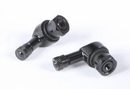 Black Competition Werkes 90/90 degree air valve, 11.3mm diameter, designed for motorcycle or vehicle air system applications.
