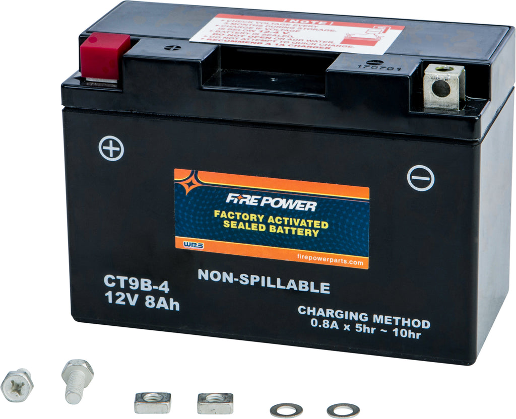 Fire Power sealed 8V battery model CTZ8V with factory activation, showing the compact, durable battery design.