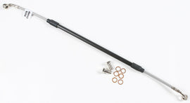 GBRAKES steel rear brake line for Kawasaki and Suzuki motorcycles, showing the durable metal brake line with fittings.