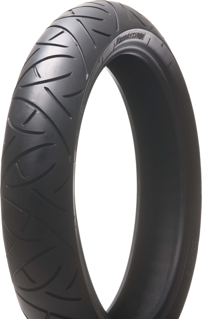 Bridgestone Battlax BT021-U front motorcycle tire, 120/70ZR17 58W radial, showing the tread pattern and sidewall details.