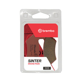 Brembo Prime SD sintered brake pads with detailed friction material and metal backing plate for high-performance braking.